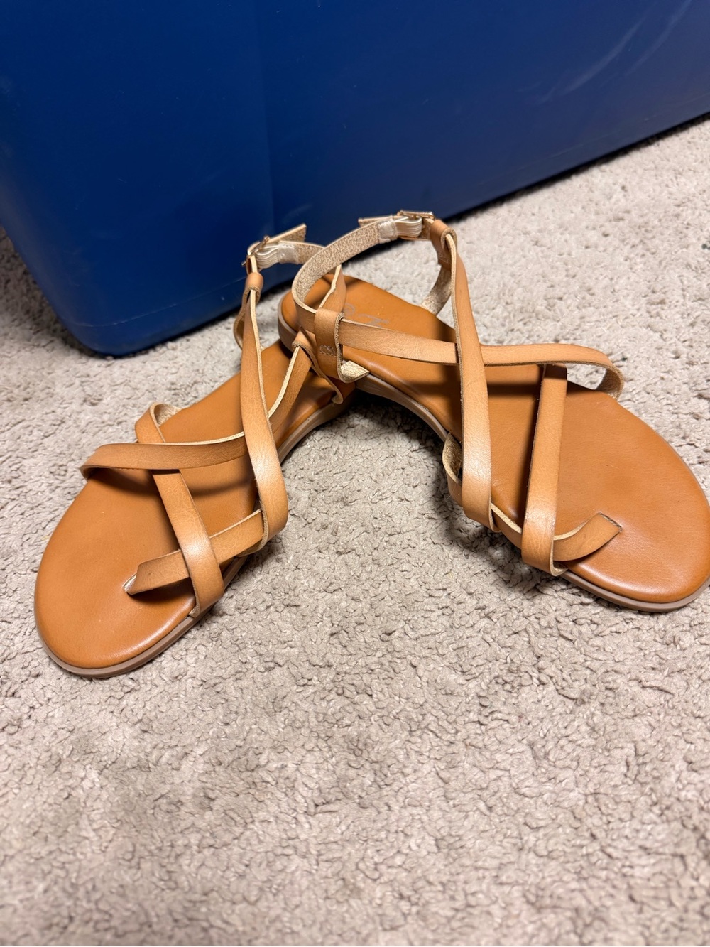 Forever Collectibles Tan Strappy Ankle Strap Sandals